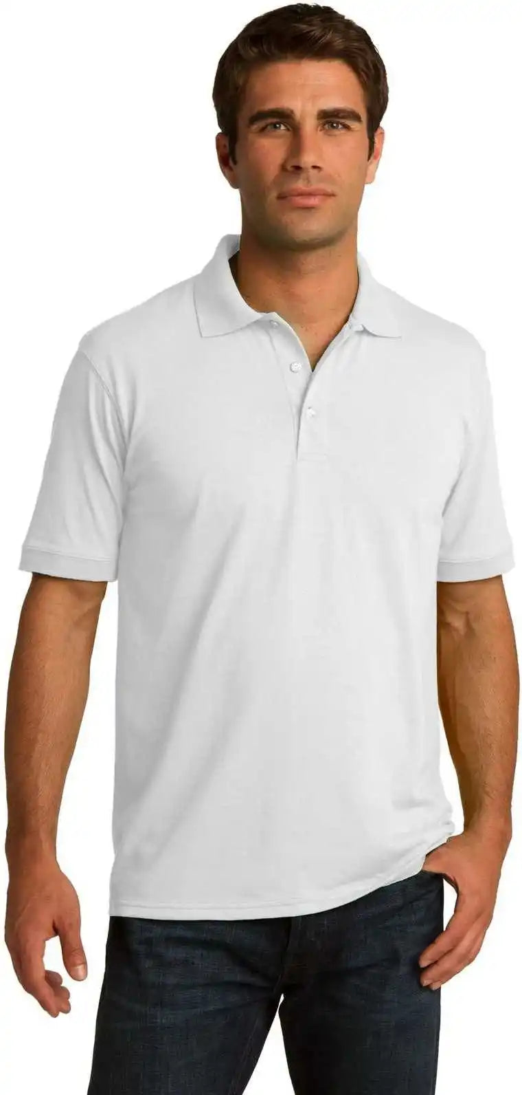 Port &amp; Company Kp55t Tall Core Blend Jersey Knit Polo White