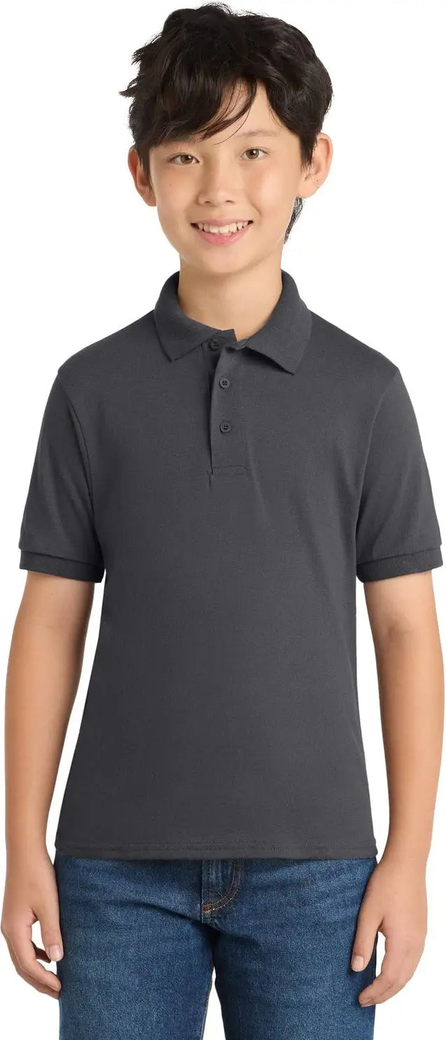 Port & Company Kp55y co Youth Core Blend Jersey Knit Polo - Charcoal - Xs