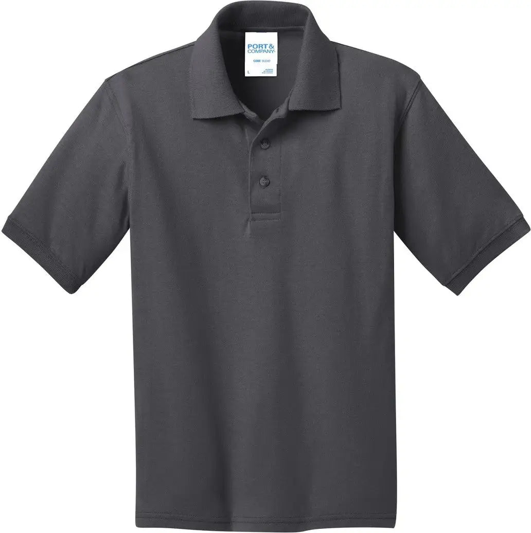 Port & Company Kp55y co Youth Core Blend Jersey Knit Polo - Charcoal