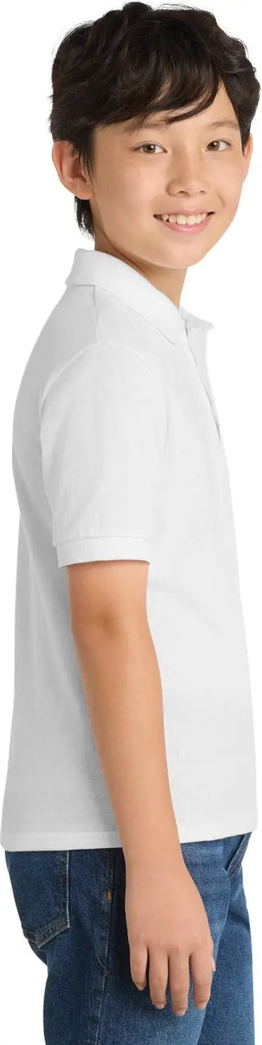 Port & Company Kp55y co Youth Core Blend Jersey Knit Polo - White