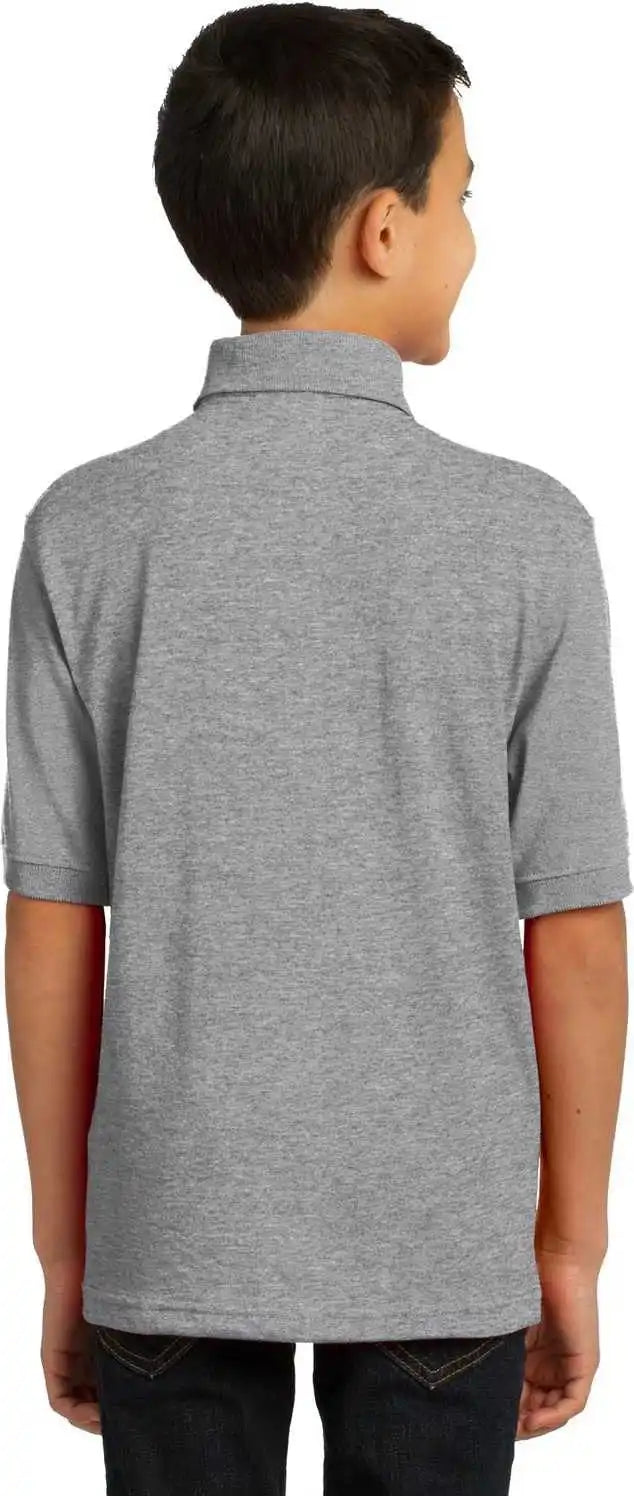 Port &amp; Company Kp55y Youth Core Blend Jersey Knit Polo Athletic Heather