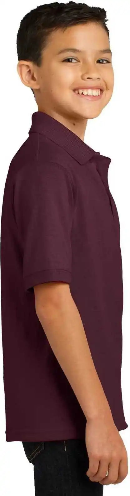 Port &amp; Company Kp55y Youth Core Blend Jersey Knit Polo Athletic Maroon