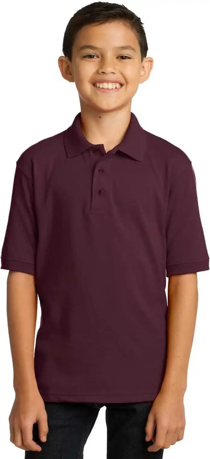 Port &amp; Company Kp55y Youth Core Blend Jersey Knit Polo Athletic Maroon