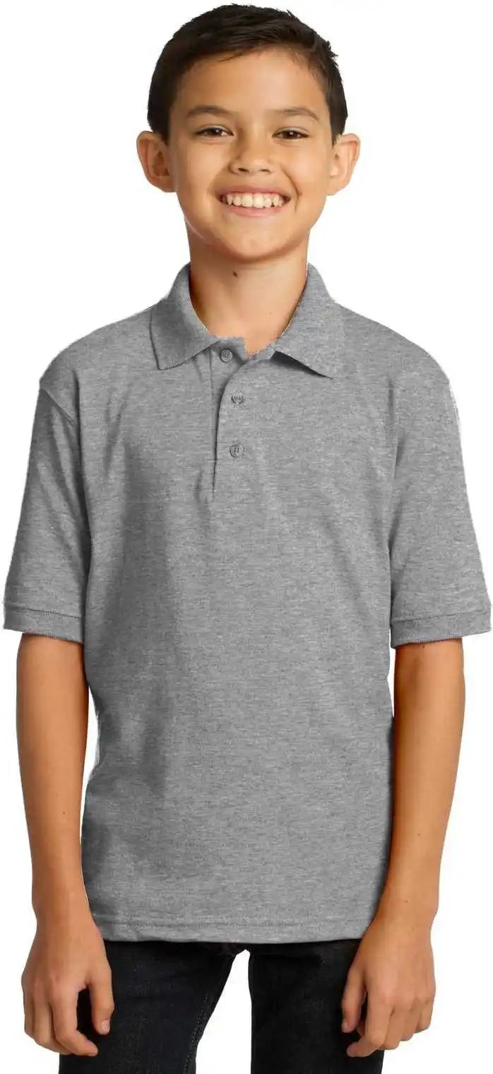 Port &amp; Company Kp55y Youth Core Blend Jersey Knit Polo Athletic Heather