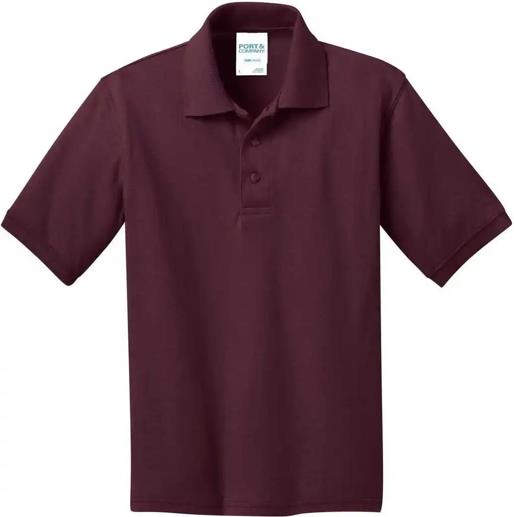 Port &amp; Company Kp55y Youth Core Blend Jersey Knit Polo Athletic Maroon