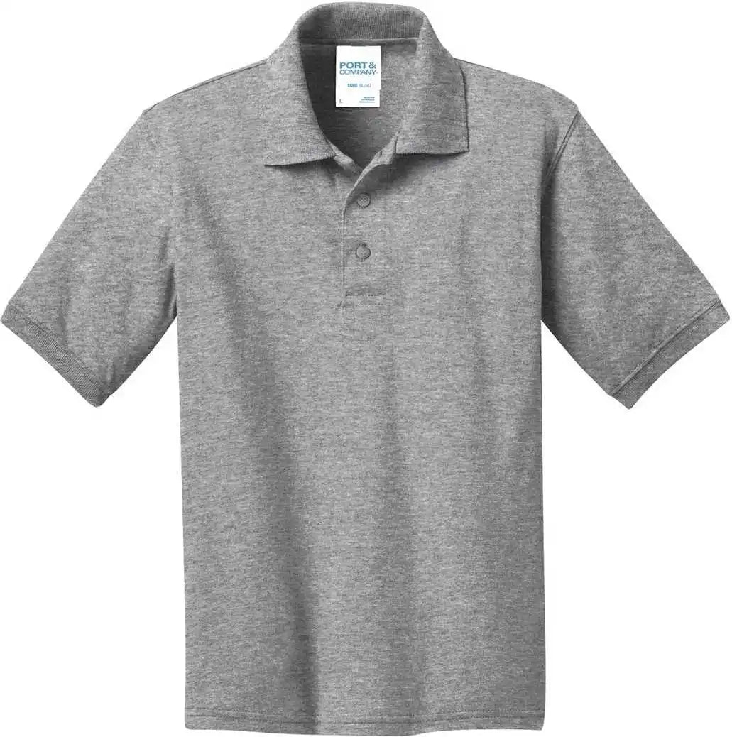Port &amp; Company Kp55y Youth Core Blend Jersey Knit Polo Athletic Heather