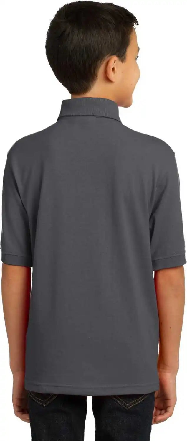 Port &amp; Company Kp55y Youth Core Blend Jersey Knit Polo Charcoal