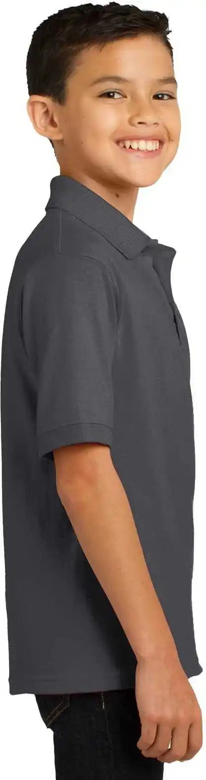 Port &amp; Company Kp55y Youth Core Blend Jersey Knit Polo Charcoal