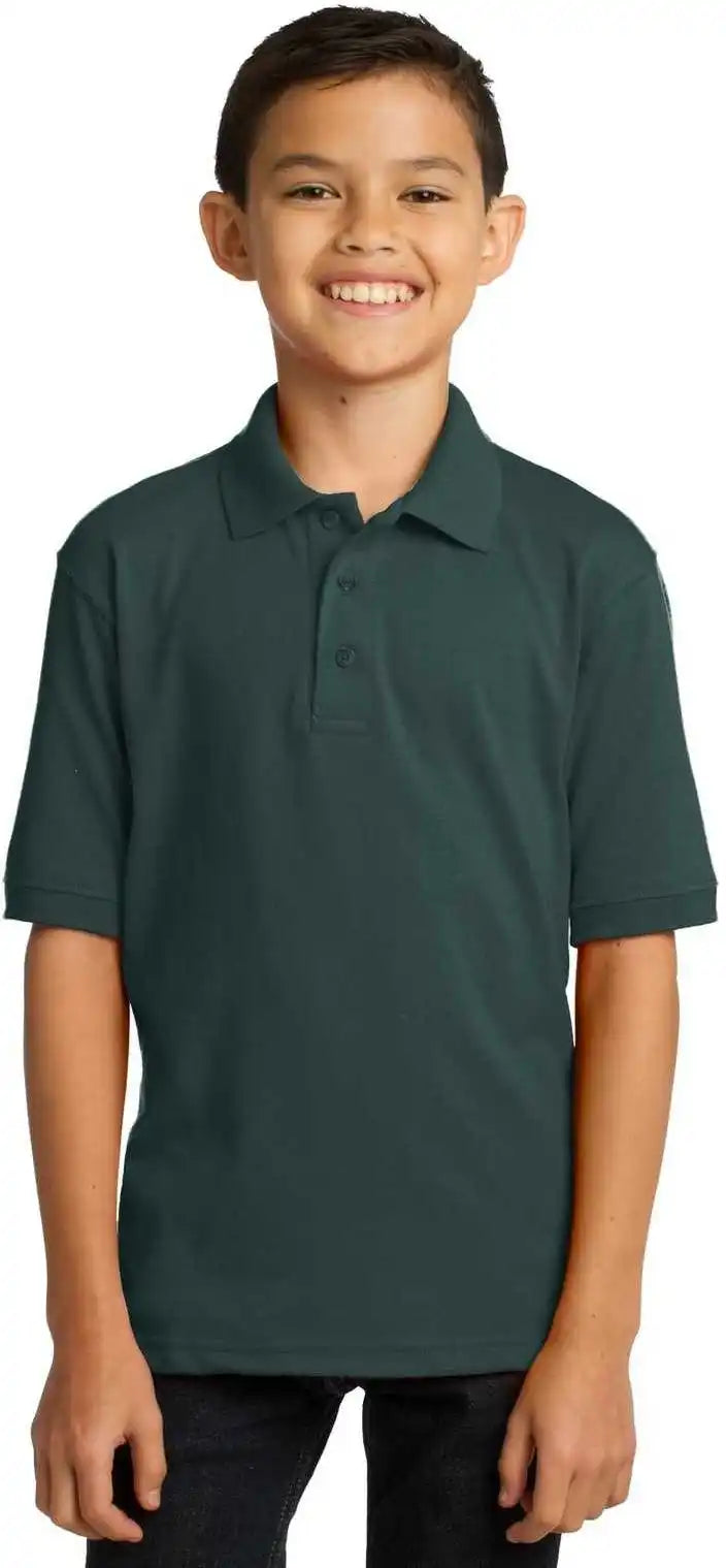 Port &amp; Company Kp55y Youth Core Blend Jersey Knit Polo Dark Green
