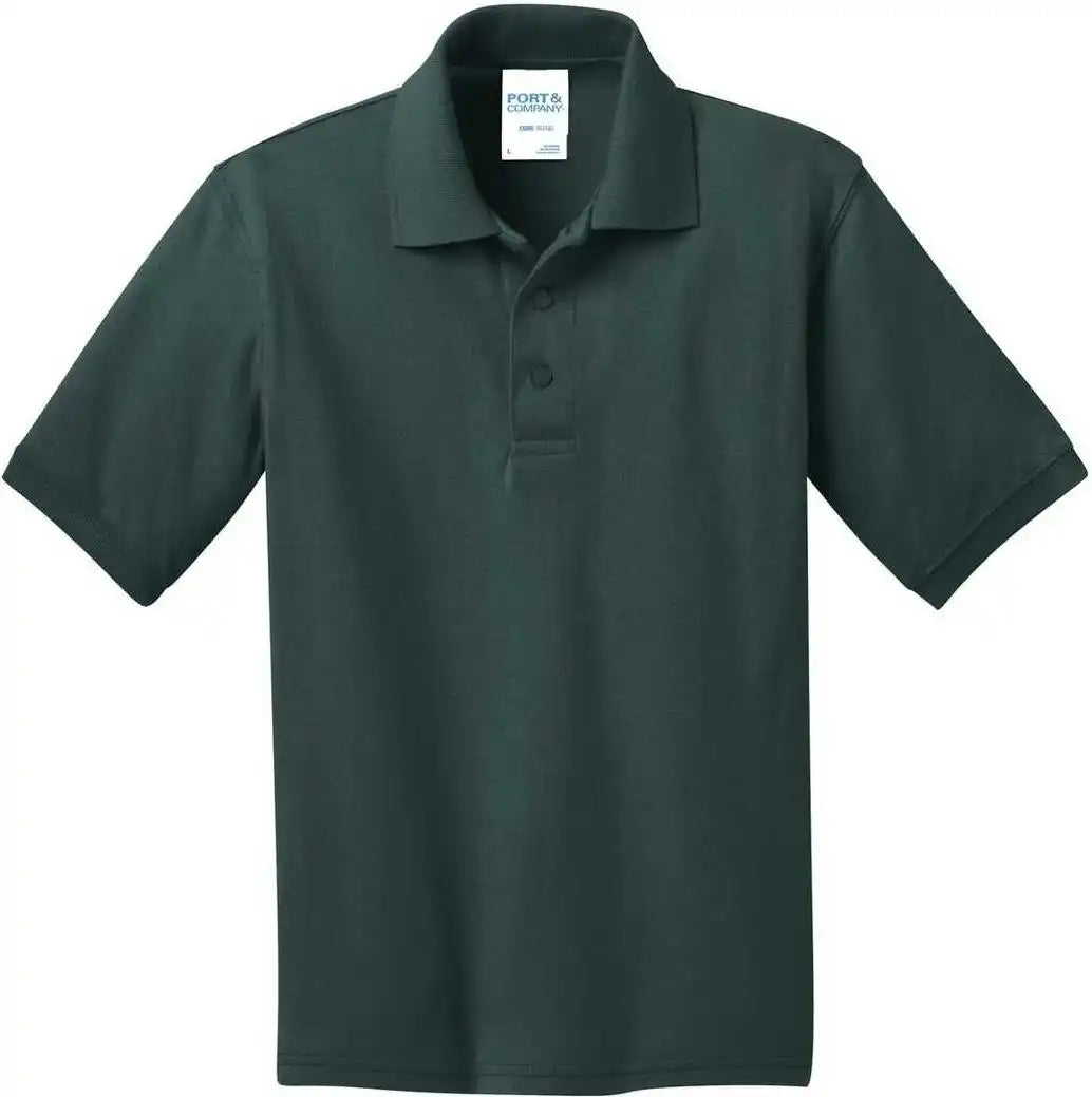 Port &amp; Company Kp55y Youth Core Blend Jersey Knit Polo Dark Green