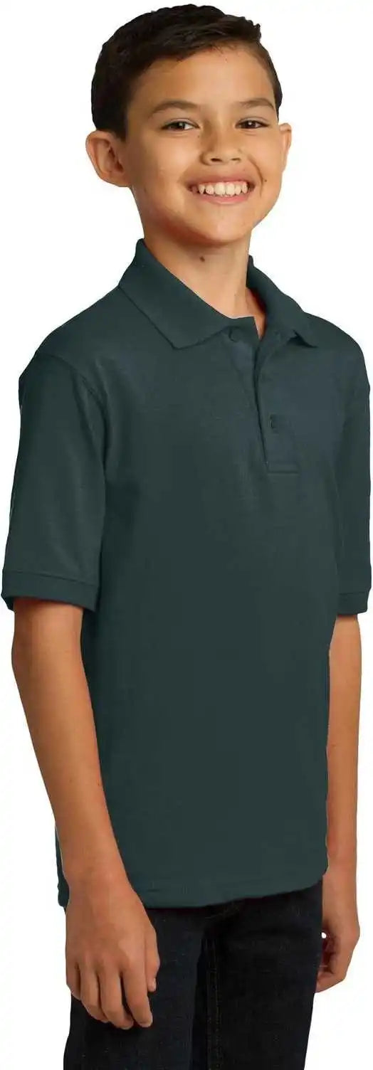 Port &amp; Company Kp55y Youth Core Blend Jersey Knit Polo Dark Green