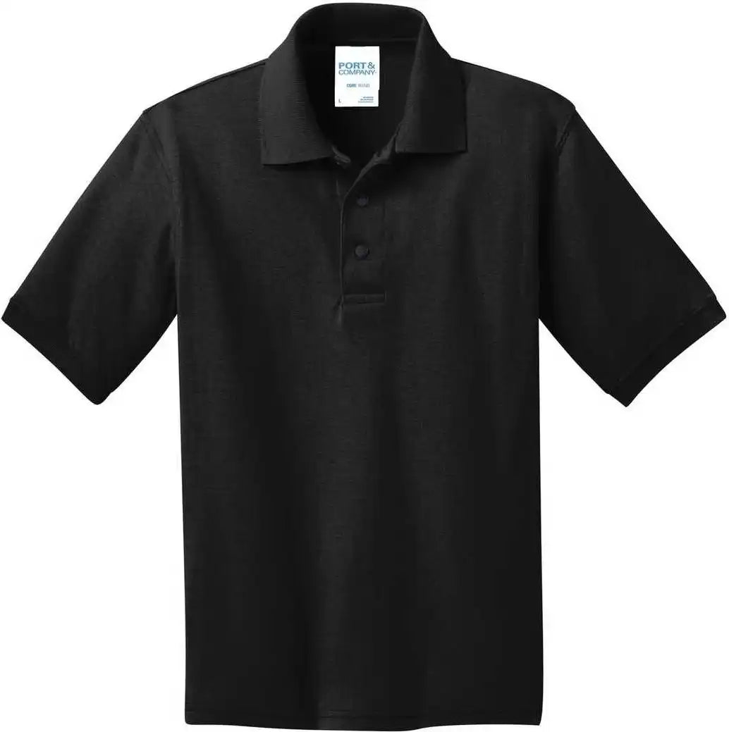 Port &amp; Company Kp55y Youth Core Blend Jersey Knit Polo Jet Black