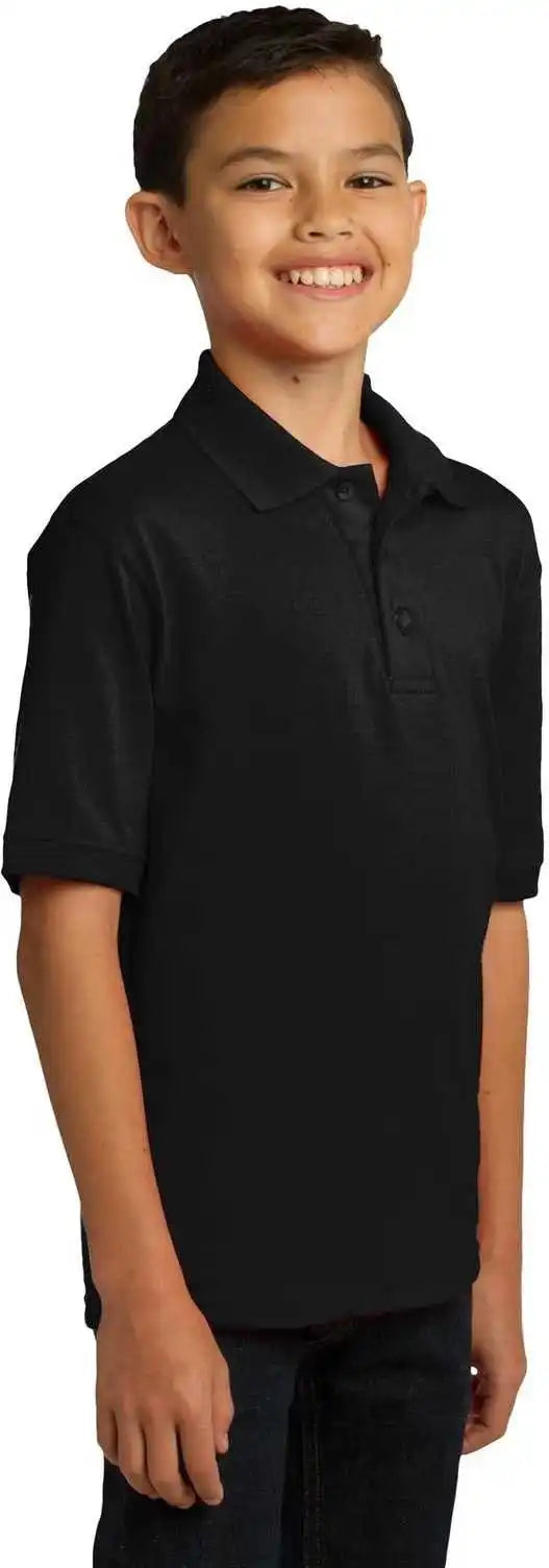 Port &amp; Company Kp55y Youth Core Blend Jersey Knit Polo Jet Black