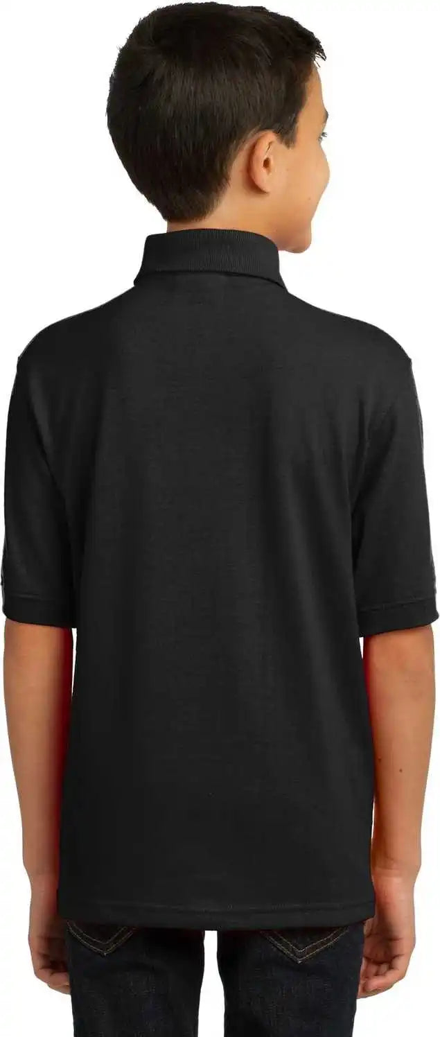 Port &amp; Company Kp55y Youth Core Blend Jersey Knit Polo Jet Black