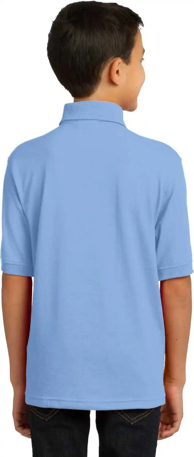 Port & Company Kp55y Youth Core Blend Jersey Knit Polo Light Blue