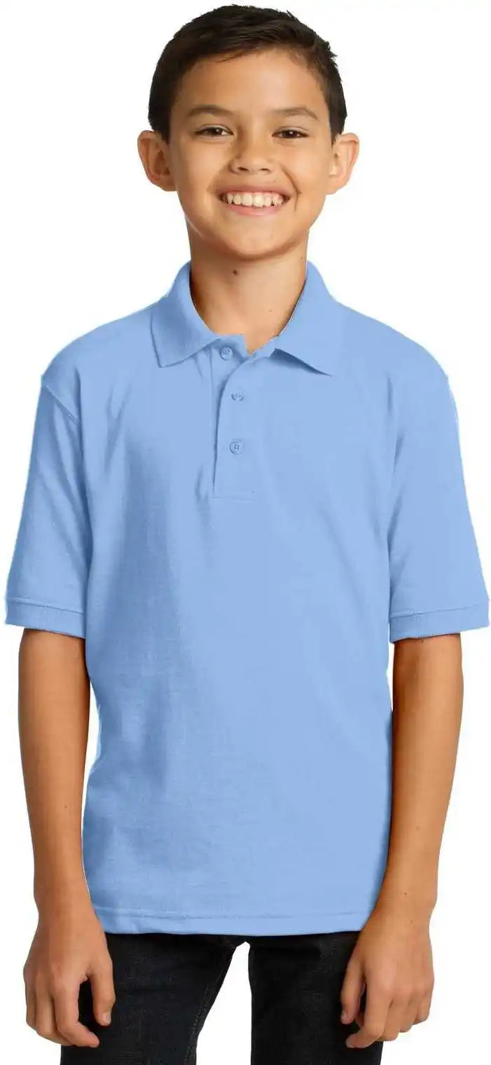 Port & Company Kp55y Youth Core Blend Jersey Knit Polo Light Blue