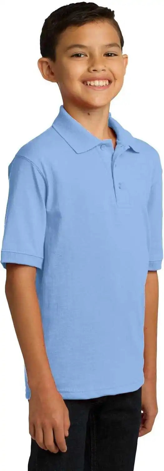 Port & Company Kp55y Youth Core Blend Jersey Knit Polo Light Blue