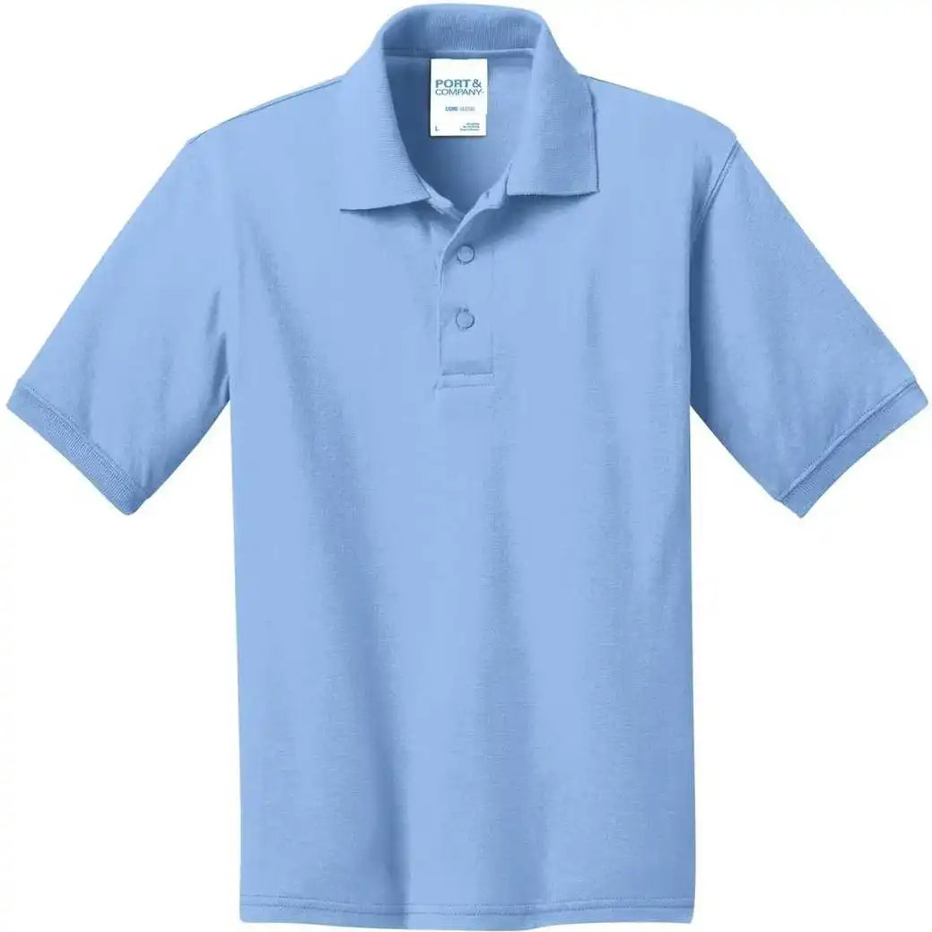 Port & Company Kp55y Youth Core Blend Jersey Knit Polo Light Blue