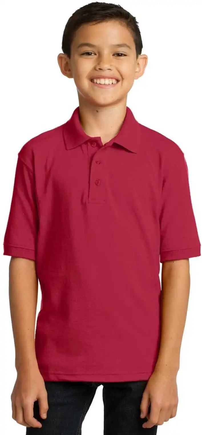 Port &amp; Company Kp55y Youth Core Blend Jersey Knit Polo Red