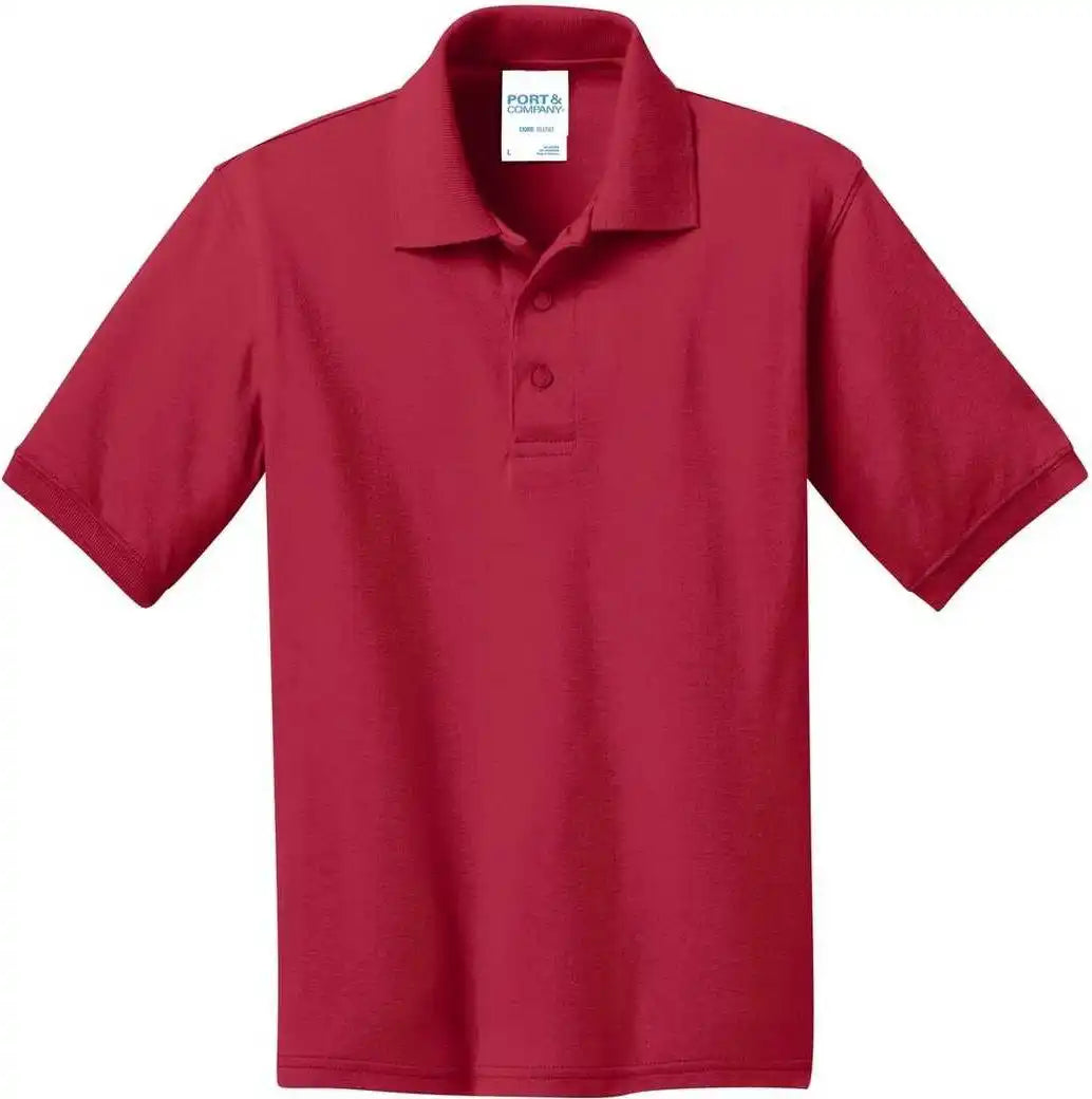 Port &amp; Company Kp55y Youth Core Blend Jersey Knit Polo Red