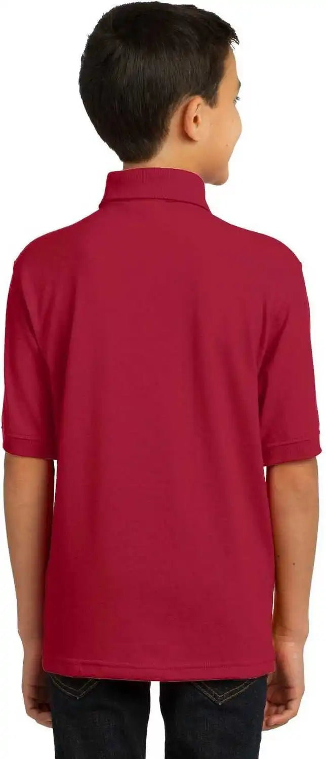 Port &amp; Company Kp55y Youth Core Blend Jersey Knit Polo Red