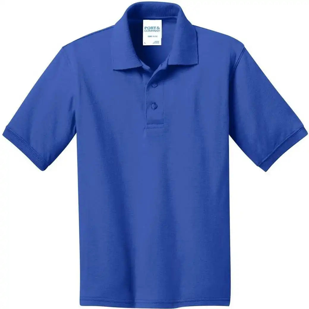 Port &amp; Company Kp55y Youth Core Blend Jersey Knit Polo Royal