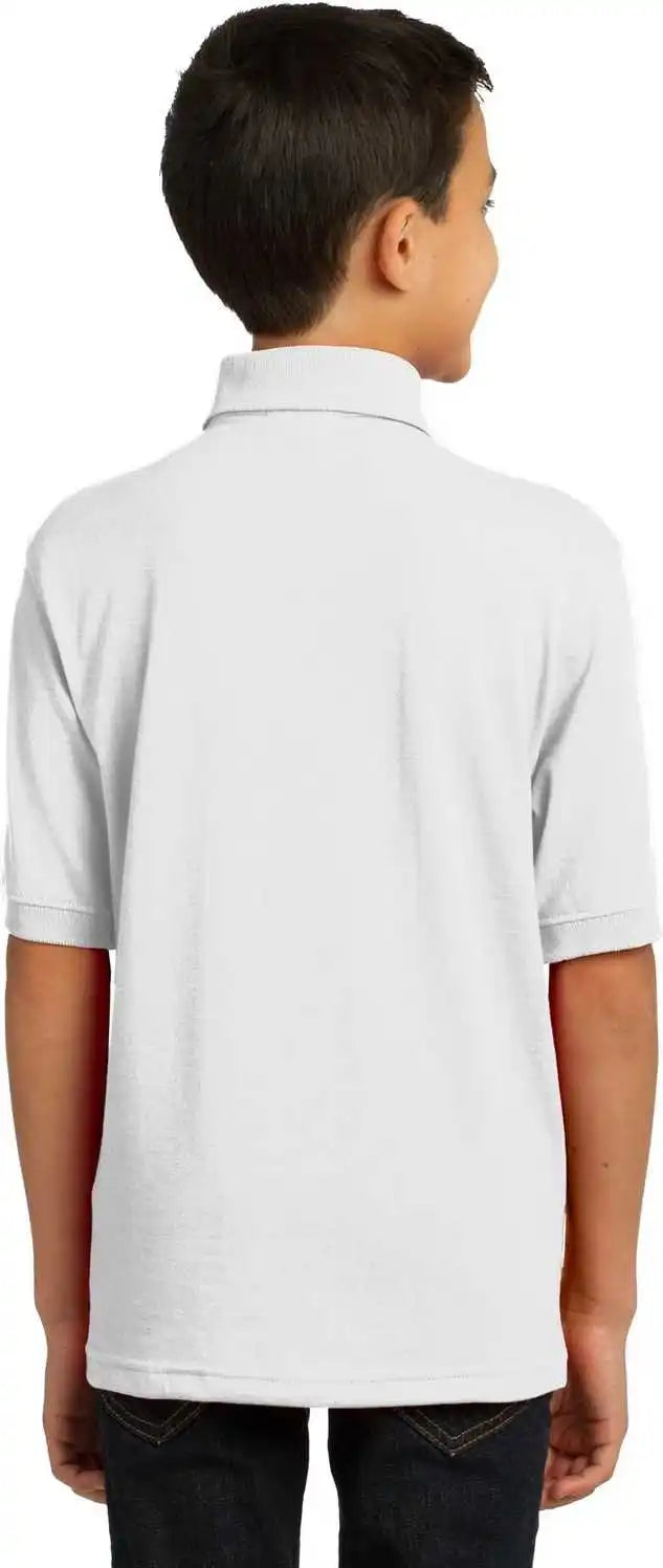 Port &amp; Company Kp55y Youth Core Blend Jersey Knit Polo White