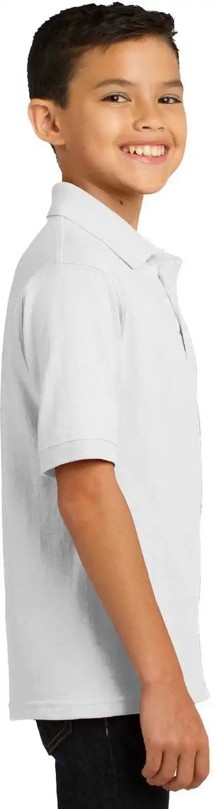 Port &amp; Company Kp55y Youth Core Blend Jersey Knit Polo White