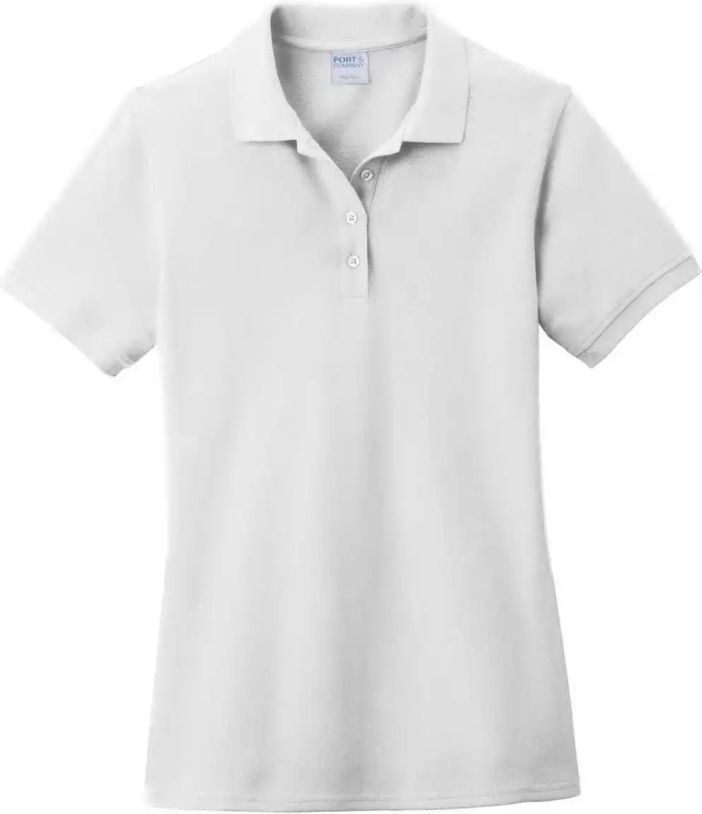 Port &amp; Company Lkp1500 Ladies Combed Ring Spun Pique Polo - White