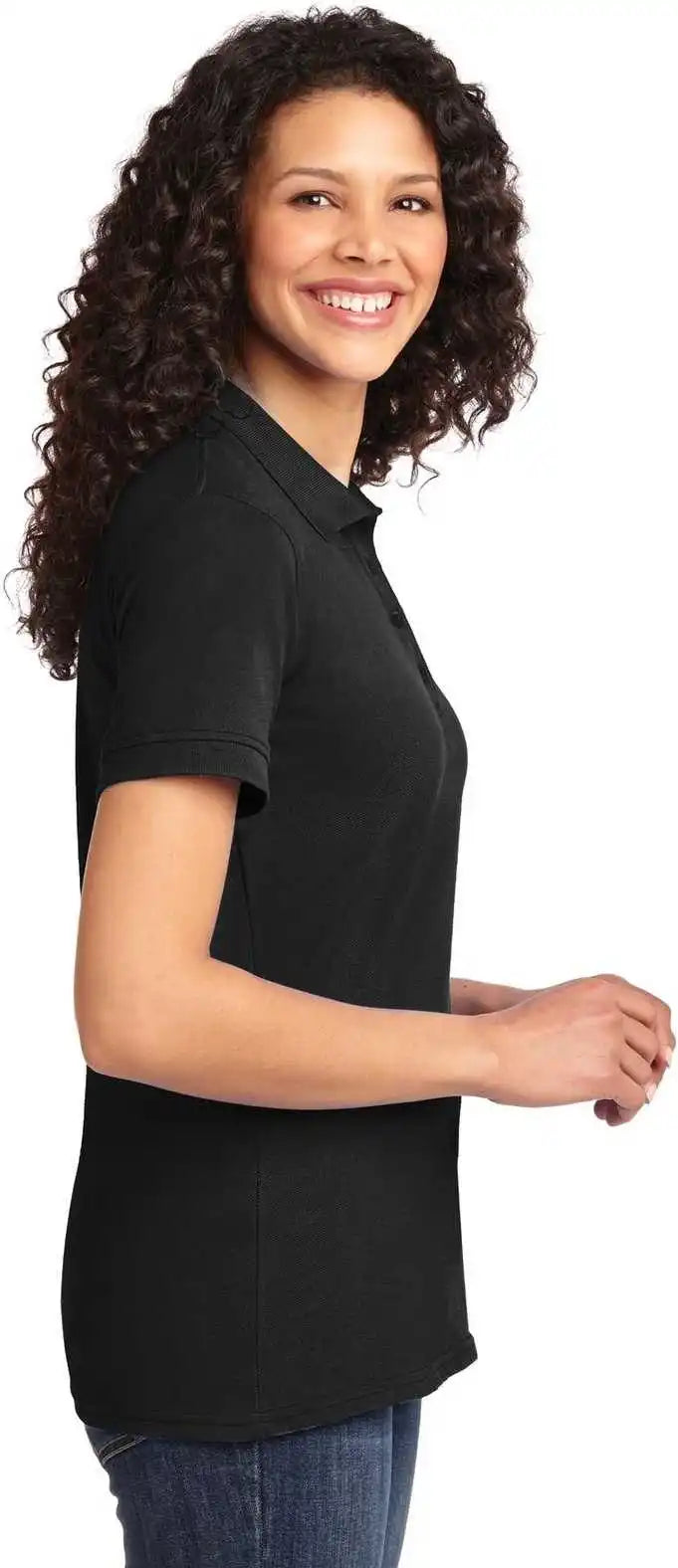 Port &amp; Company Lkp155 Ladies Core Blend Pique Polo Jet Black