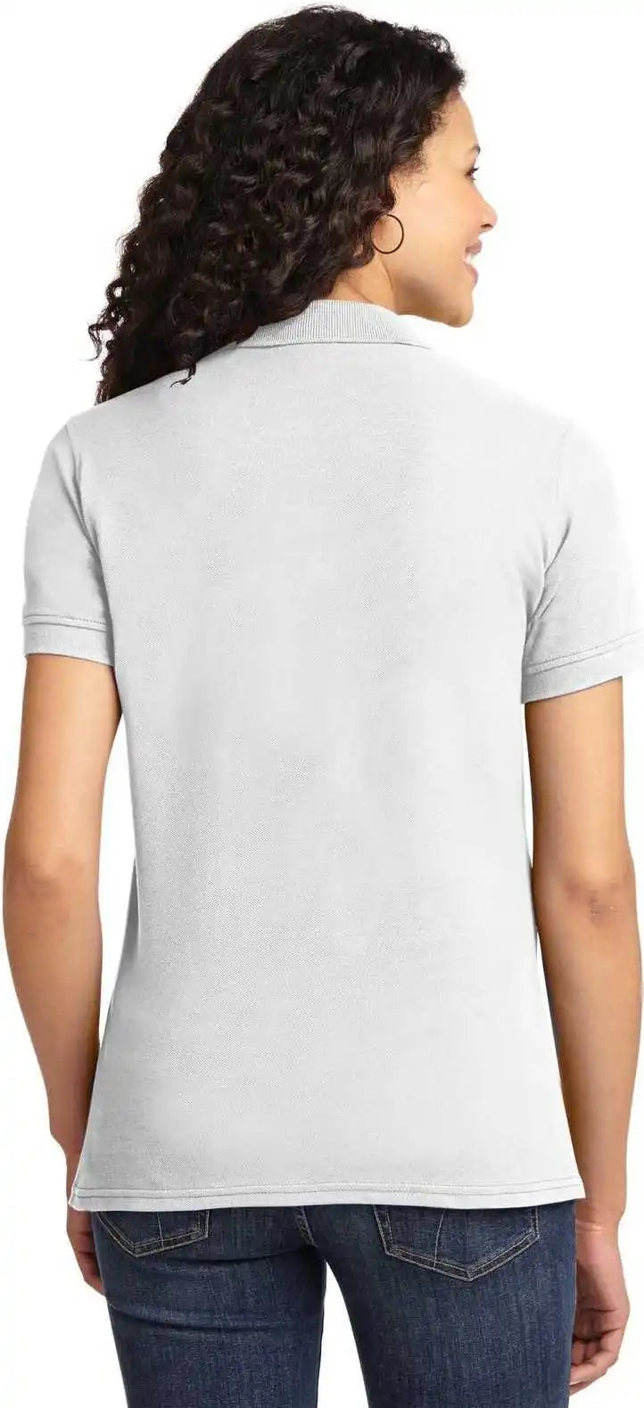 Port &amp; Company Lkp155 Ladies Core Blend Pique Polo White