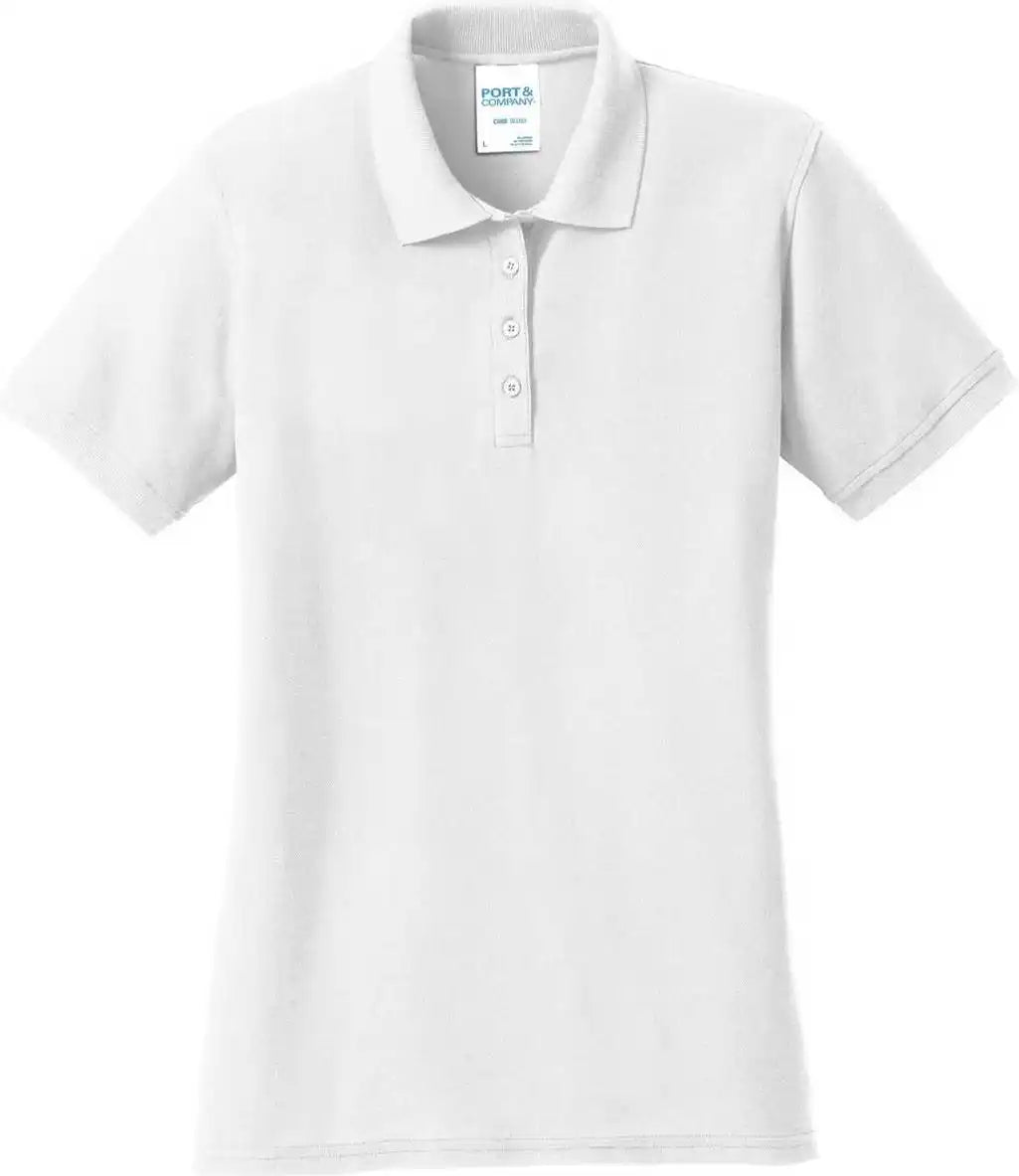 Port &amp; Company Lkp155 Ladies Core Blend Pique Polo White