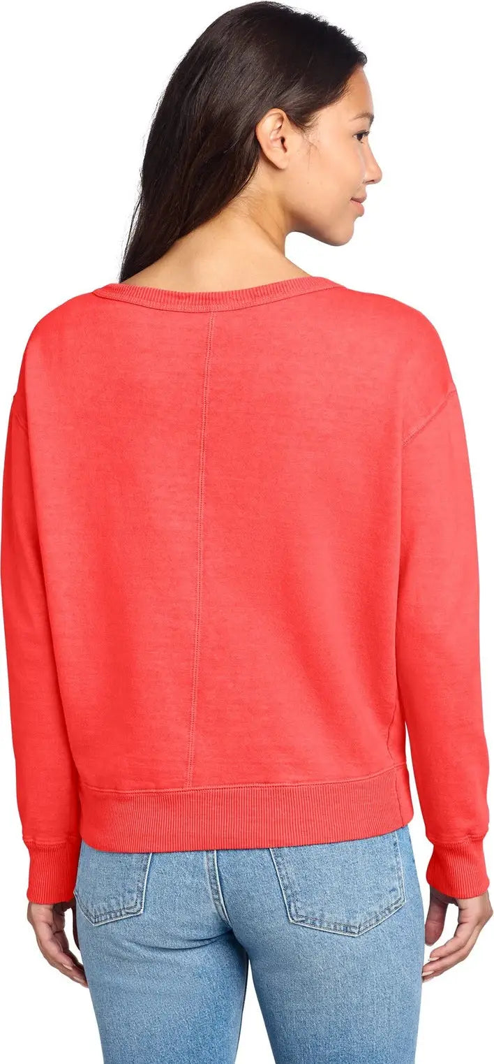 Port & Company Lpc098v co Women’s Beach Wash Garment-dyed V-neck Sweatshirt - Poppy