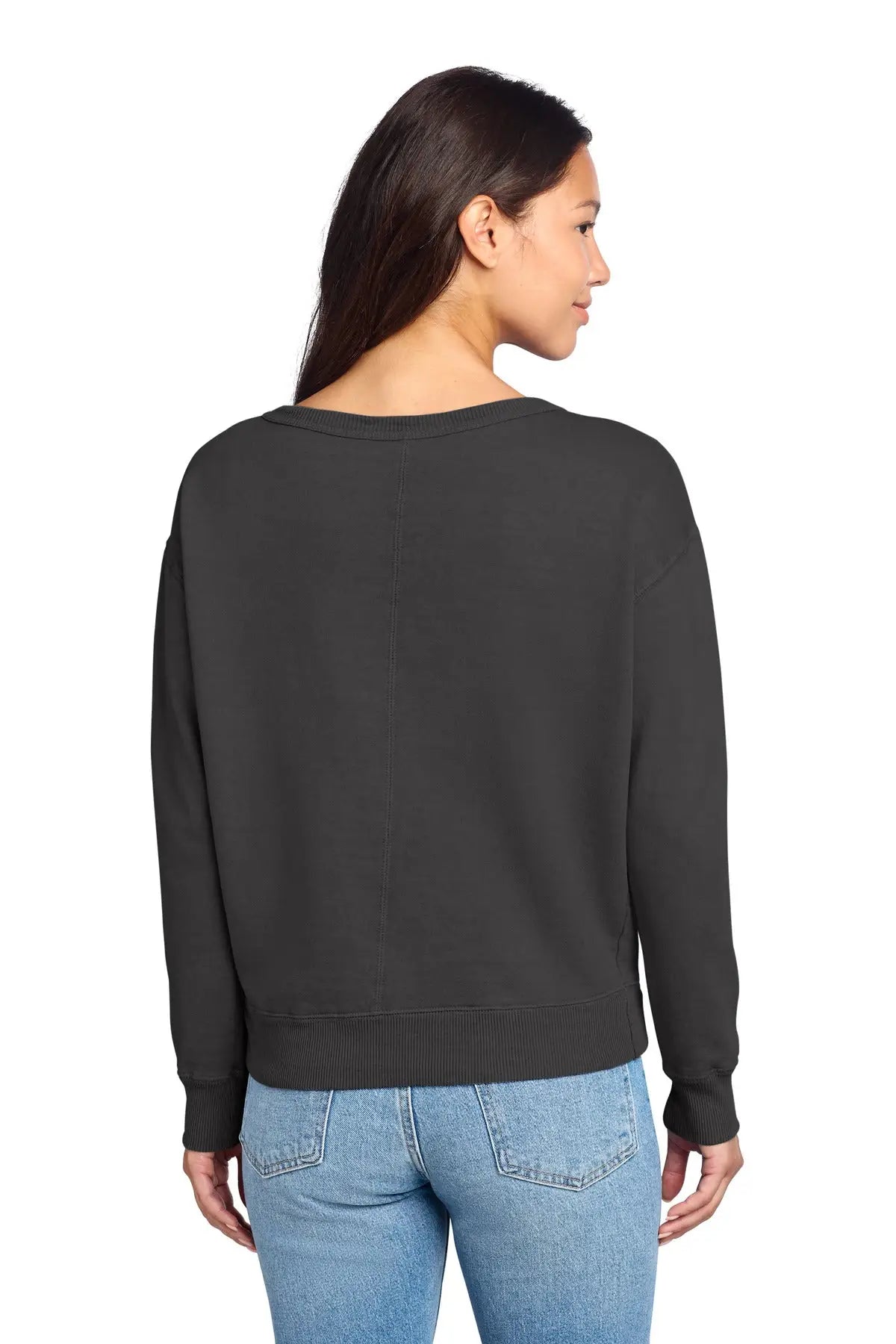 Port & Company Lpc098v co Women’s Beach Wash Garment-dyed V-neck Sweatshirt - Coal