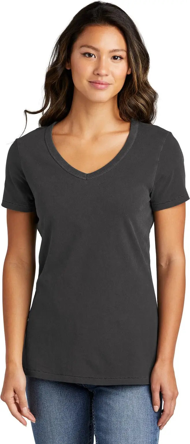 Port & Company Lpc099v co Women’s Beach Wash Garment-dyed V-neck Tee - Coal - Ladies Xs