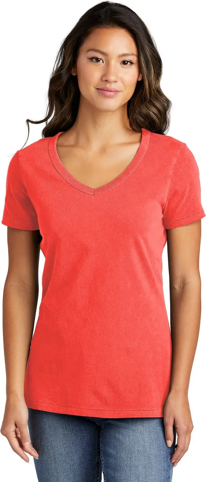 Port & Company Lpc099v co Women’s Beach Wash Garment-dyed V-neck Tee - Poppy - Ladies Xs
