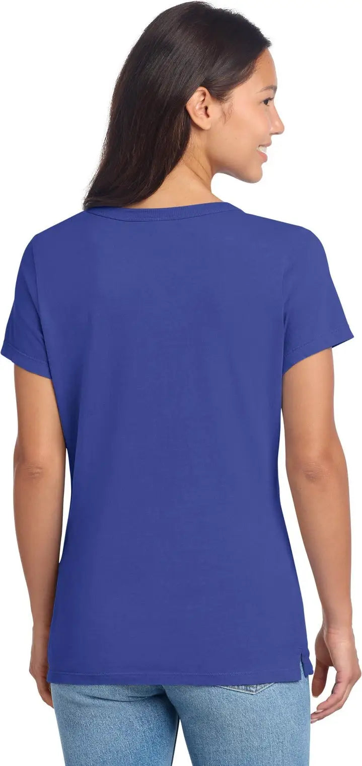 Port & Company Lpc099v co Women’s Beach Wash Garment-dyed V-neck Tee - Blue Iris