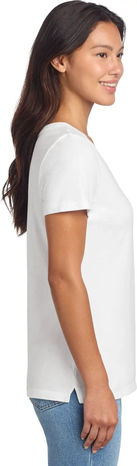 Port & Company Lpc099v co Women’s Beach Wash Garment-dyed V-neck Tee - White
