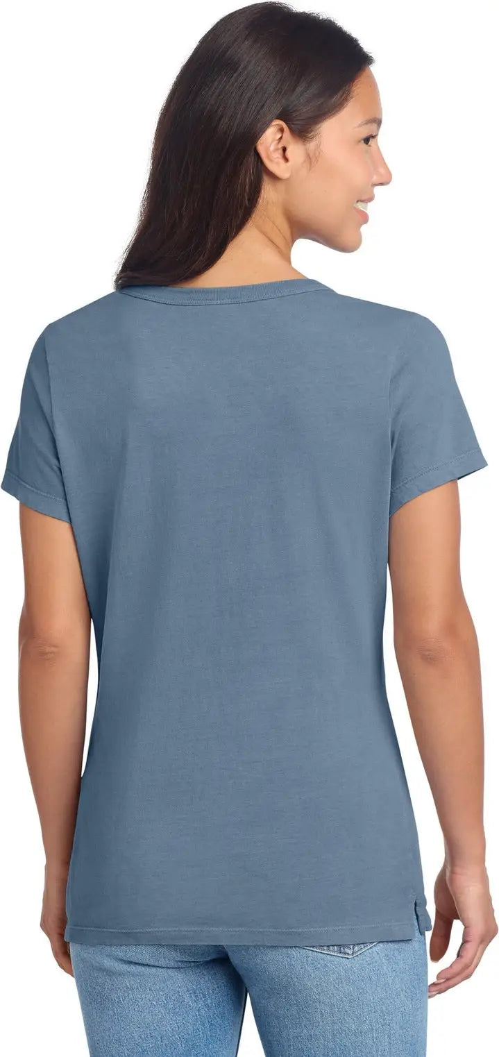 Port & Company Lpc099v co Women’s Beach Wash Garment-dyed V-neck Tee - Faded Denim