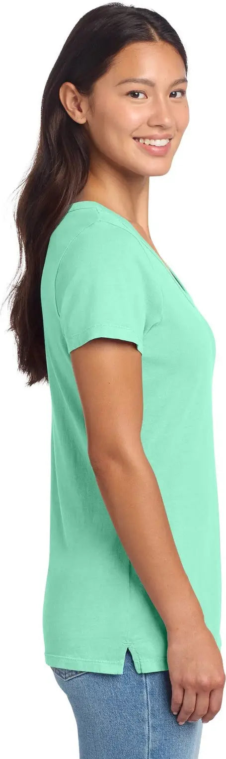Port & Company Lpc099v co Women’s Beach Wash Garment-dyed V-neck Tee - Jadeite