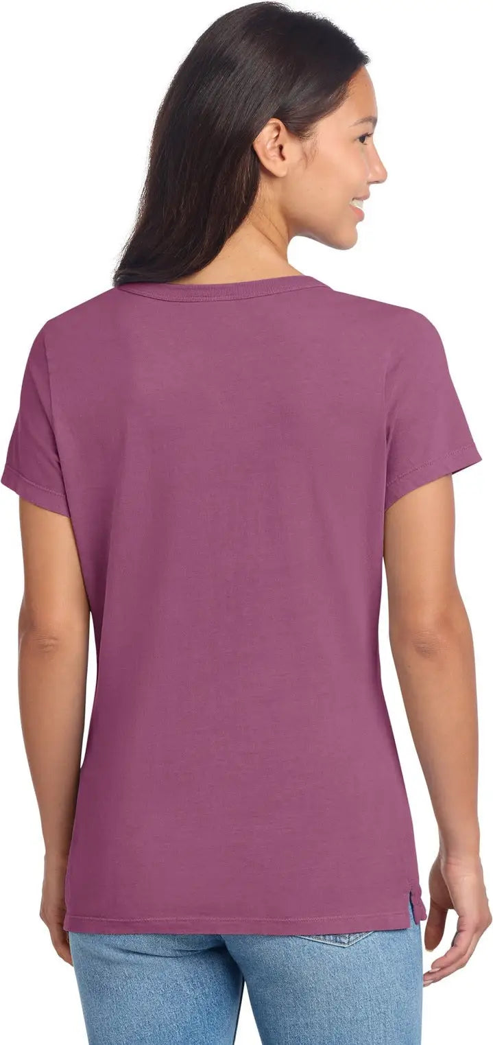 Port & Company Lpc099v co Women’s Beach Wash Garment-dyed V-neck Tee - Vintage Raspberry