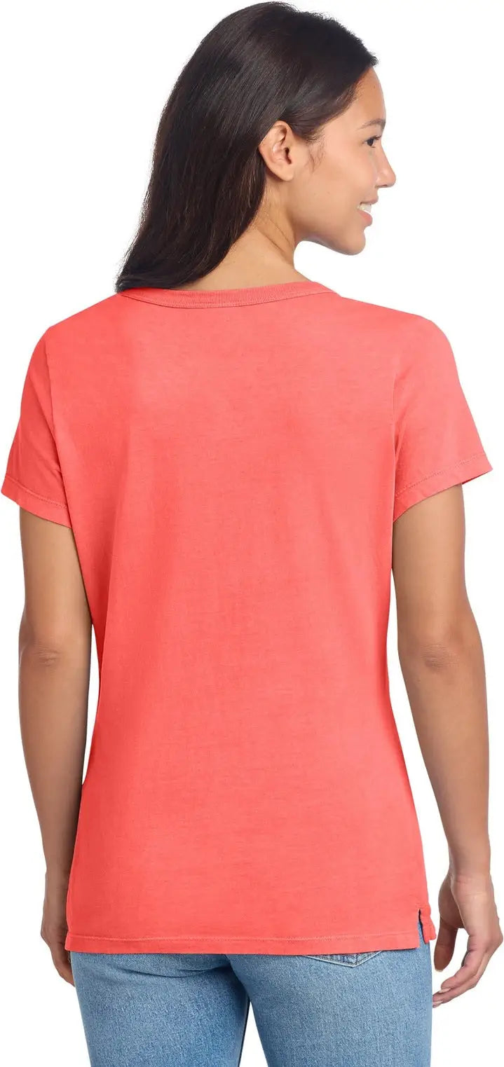 Port & Company Lpc099v co Women’s Beach Wash Garment-dyed V-neck Tee - Poppy