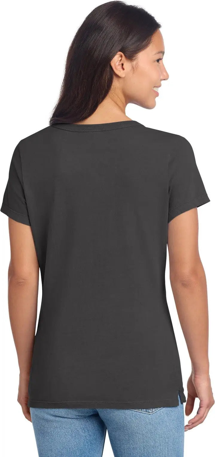 Port & Company Lpc099v co Women’s Beach Wash Garment-dyed V-neck Tee - Coal