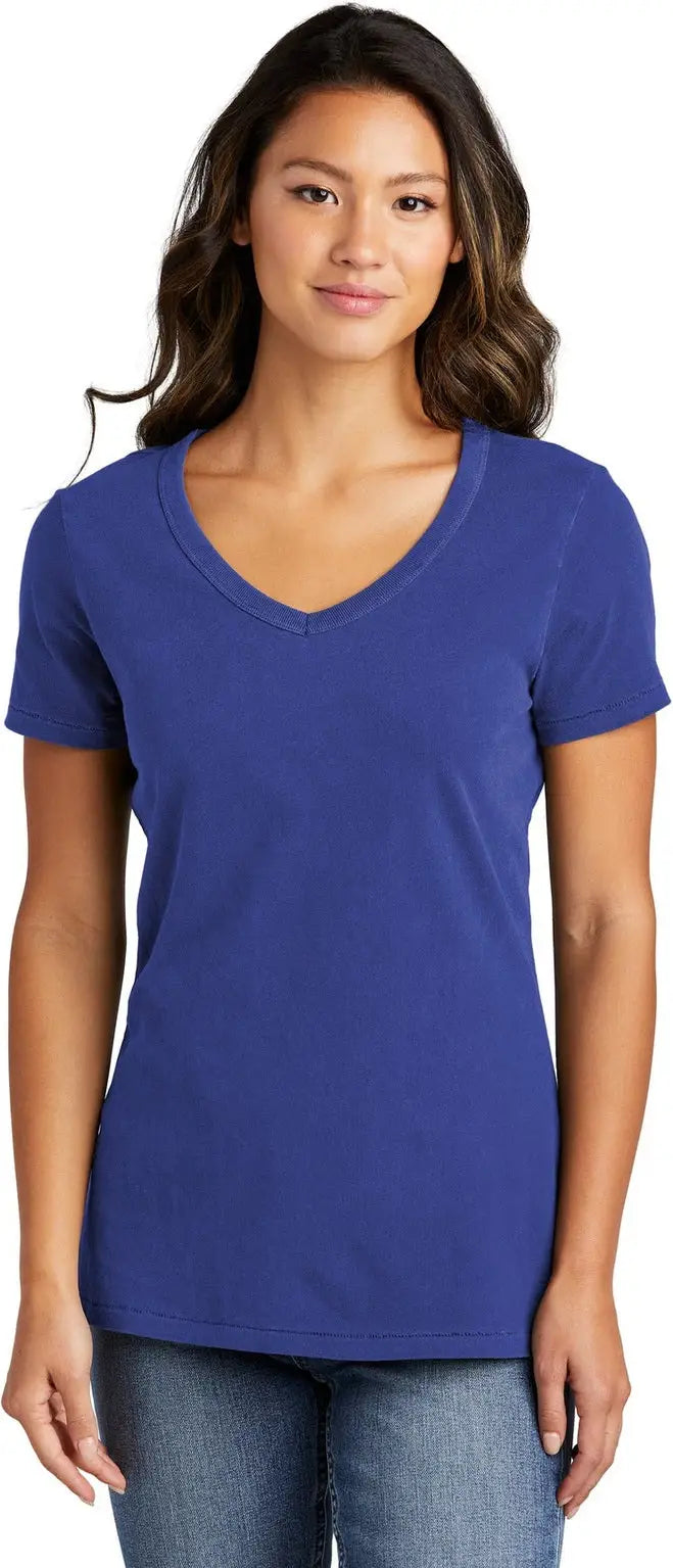Port & Company Lpc099v co Women’s Beach Wash Garment-dyed V-neck Tee - Blue Iris - Ladies Xs