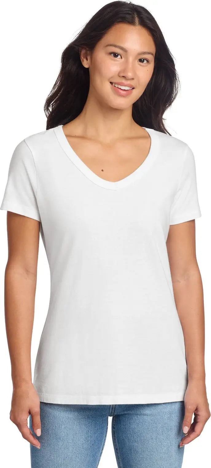 Port & Company Lpc099v co Women’s Beach Wash Garment-dyed V-neck Tee - White - Ladies Xs