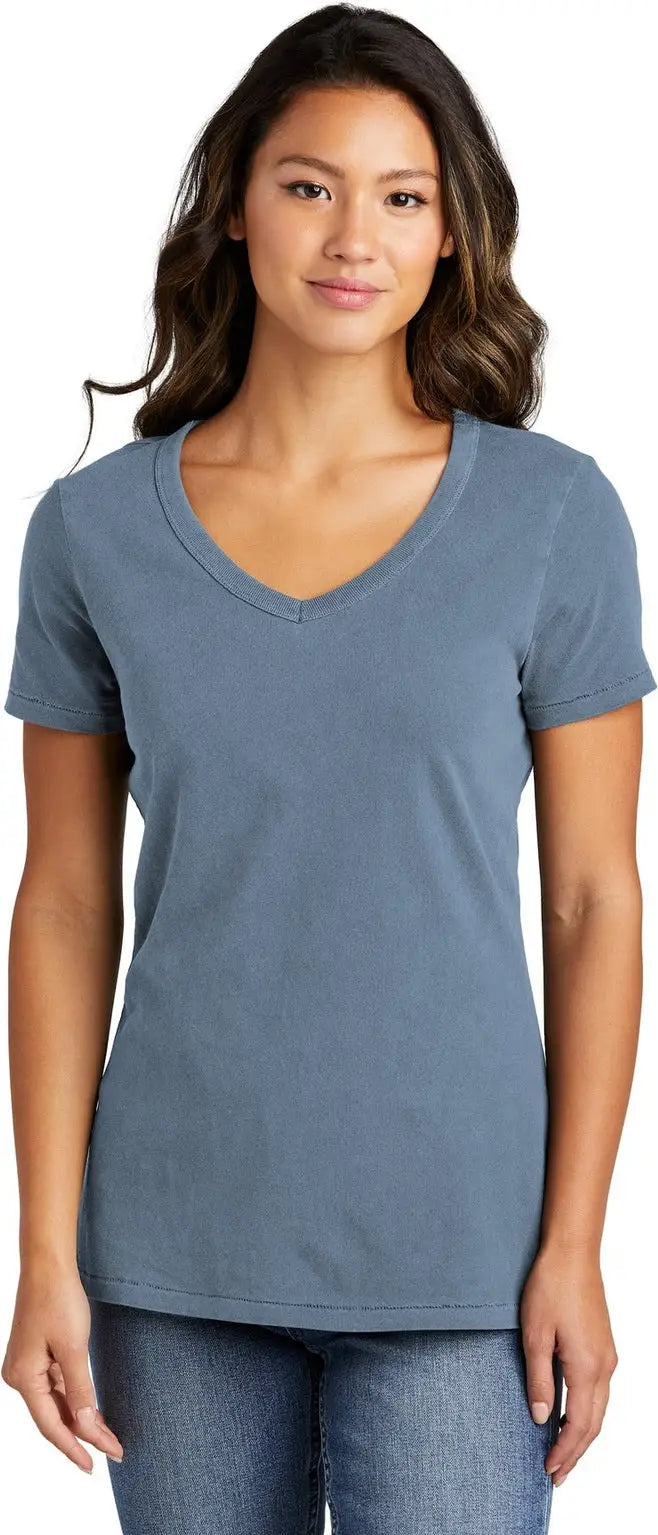 Port & Company Lpc099v co Women’s Beach Wash Garment-dyed V-neck Tee - Faded Denim - Ladies Xs