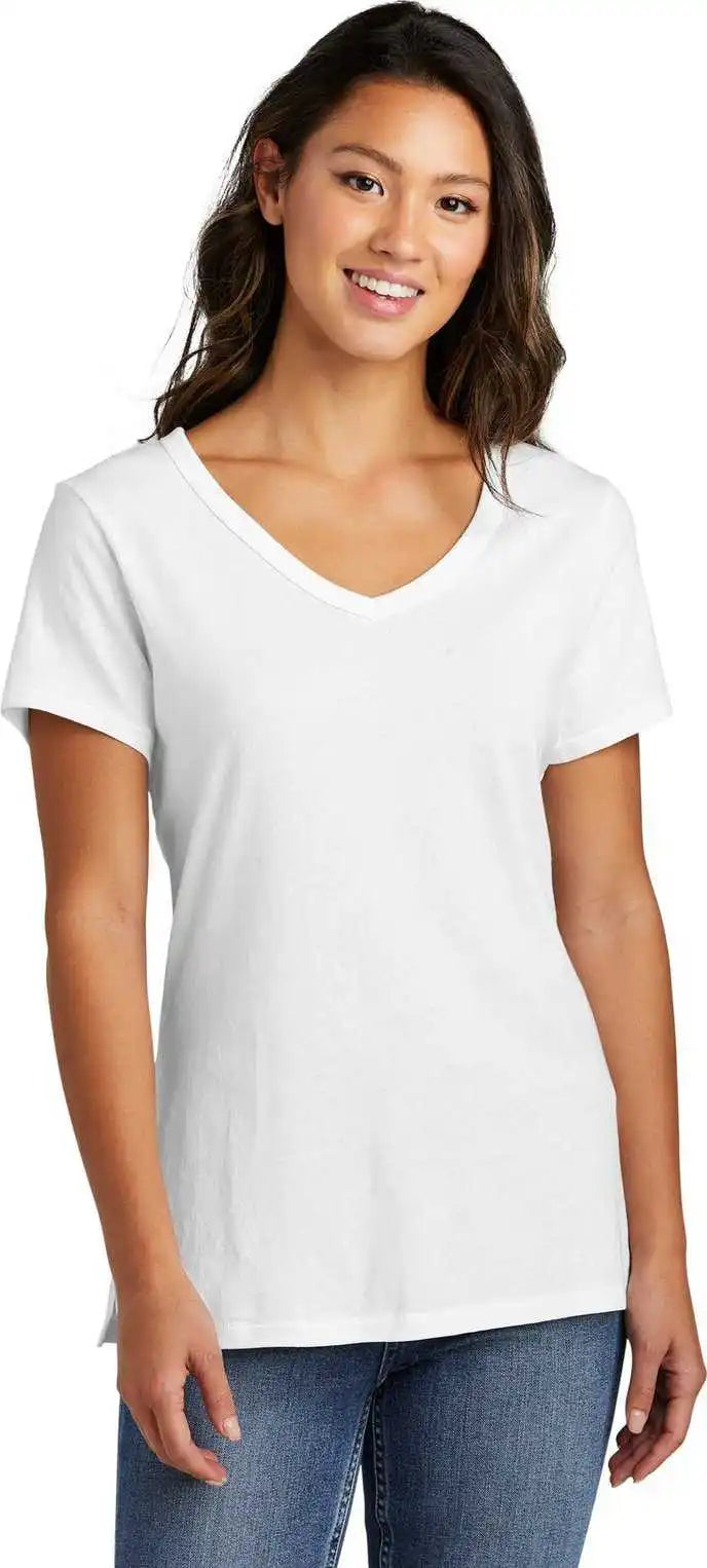 Port & Company Lpc099v Ladies Beach Wash Garment-dyed V-neck Tee - White