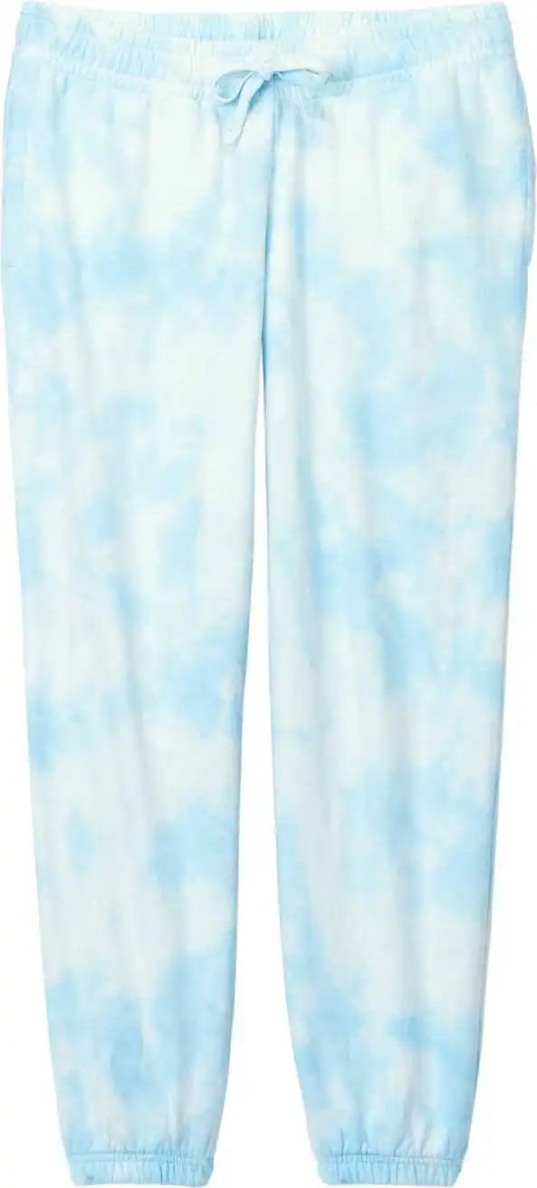 Port &amp; Company Lpc140p Women’s Beach Wash Cloud Tie-dye Sweatpant - Glacier