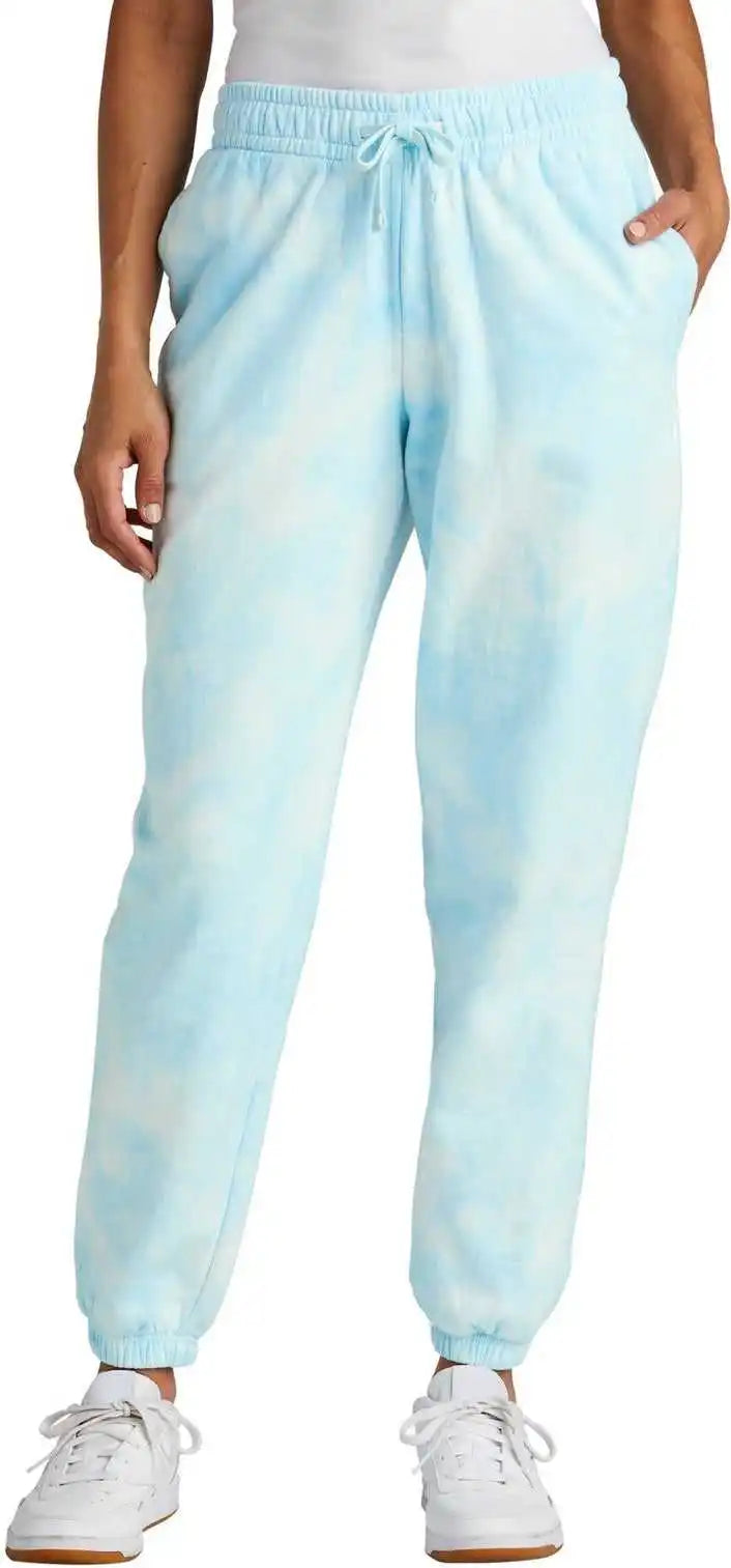 Port &amp; Company Lpc140p Women’s Beach Wash Cloud Tie-dye Sweatpant - Glacier