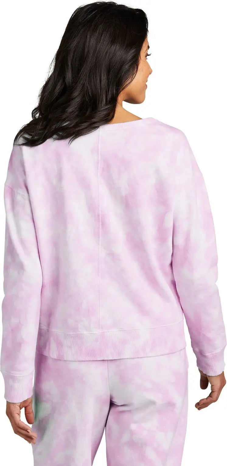 Port & Company Lpc140v co Women’s Beach Wash Cloud Tie-dye V-neck Sweatshirt - Cerise Pink
